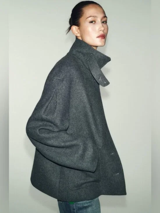 NWT ZARA WOOL BLEND COAT WITH HIGH NECK 2070 - Picture 1 of 8